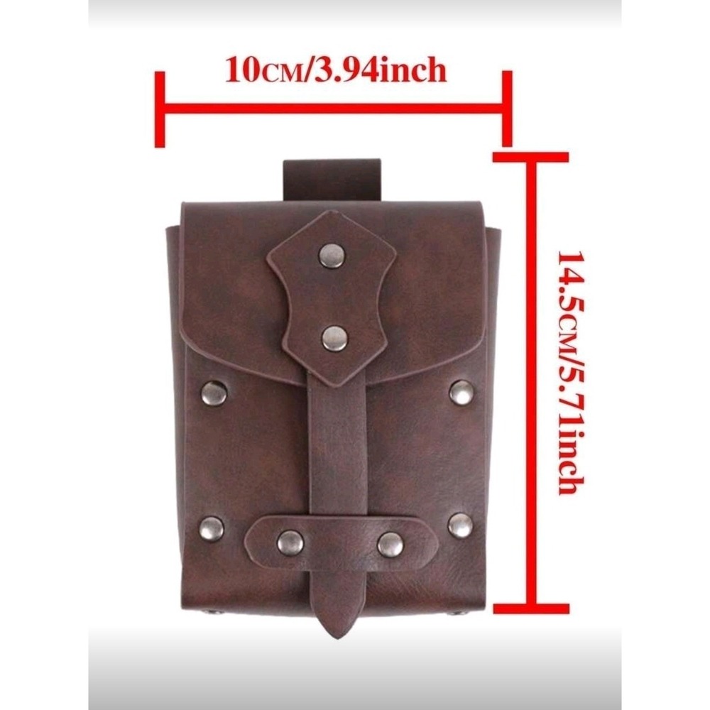 Women’s Brown Leather Harness Belt with Pouch - Picture 3 of 3